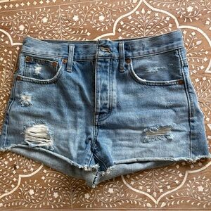 Madewell Light Blue Distressed Jean Shorts